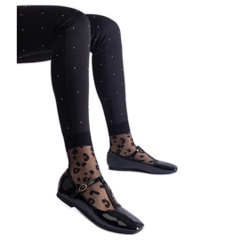 Ballerine in vernice nera con cintura nero
