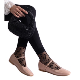 Ballerine in vernice beige con cintura