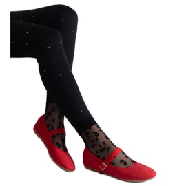 Ballerine rosse dalla finitura opaca, chiuse con fibbia rosso