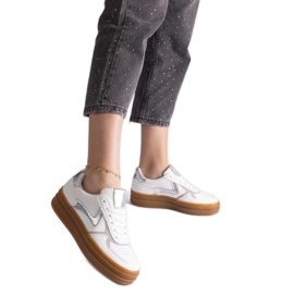 Sneakers bianche e argento con suola in gomma bianco