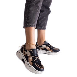Sneakers nere decorate con un filo di zirconi nero