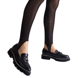 Mocassini neri con eco in pelle con un ornamento nero
