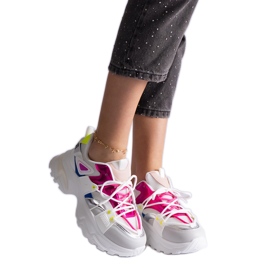 Sneakers sportive bianche e rosa bianco