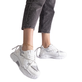 Sneakers da donna bianche con glitter bianco