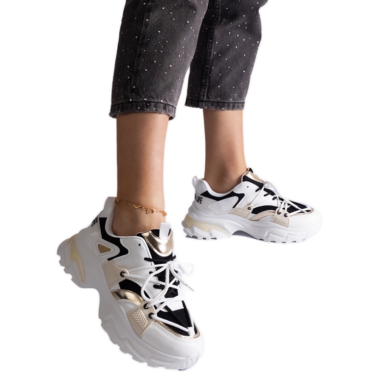 Sneakers sportive bianche e nere bianca