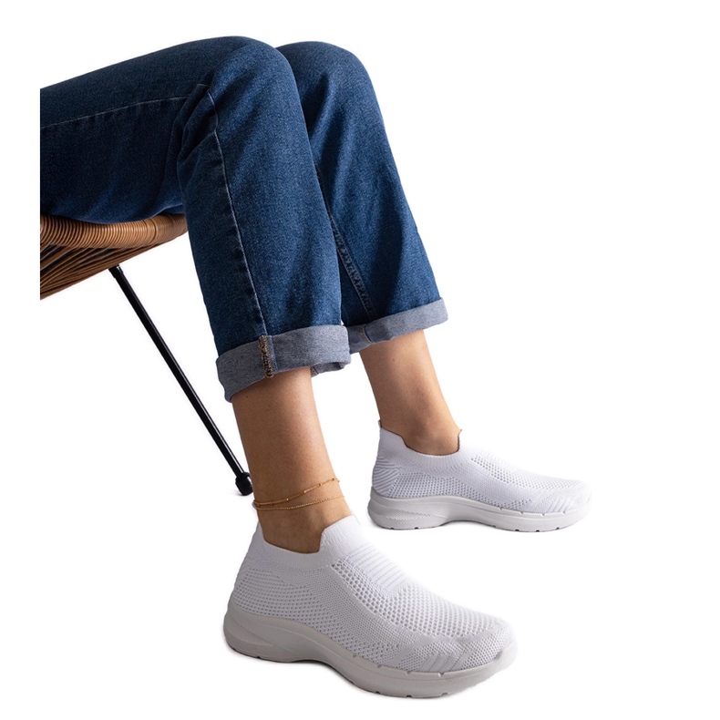 Sneaker sportive slip-on bianche bianca