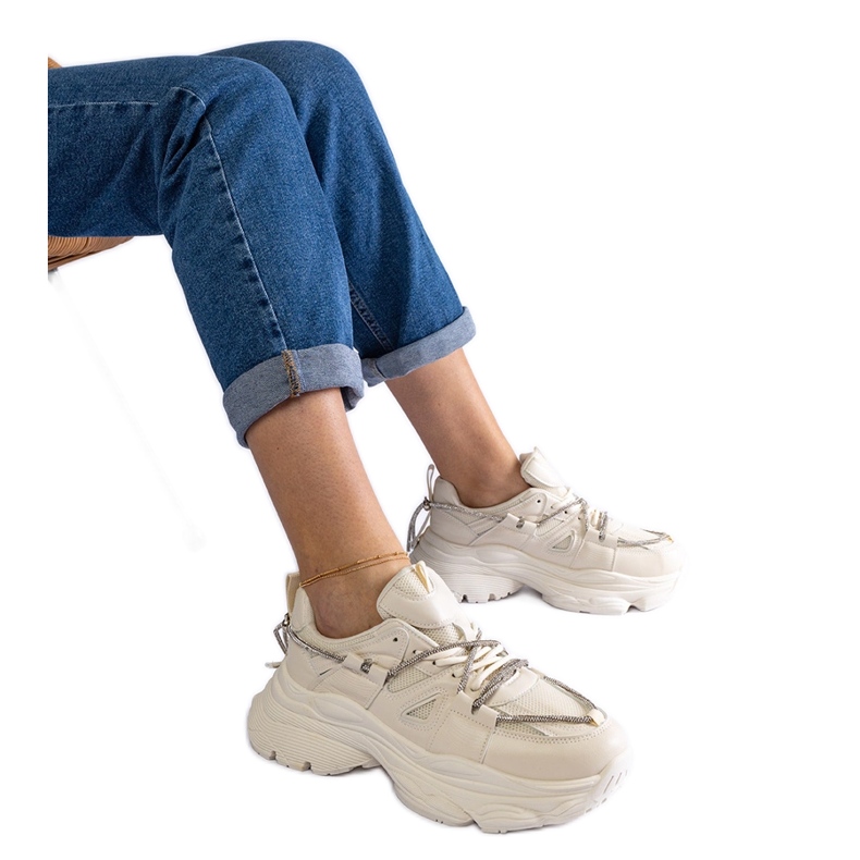 Sneakers sportive da donna beige