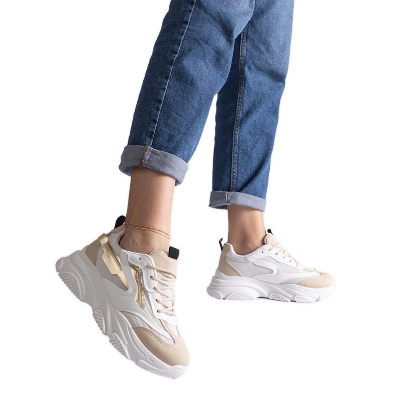 Sneakers da donna beige e oro
