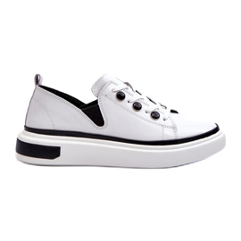 S.Barski Scarpe sportive femminili laccate in pelle LR535 BIANCO bianca