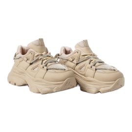 Sneakers platform da donna beige