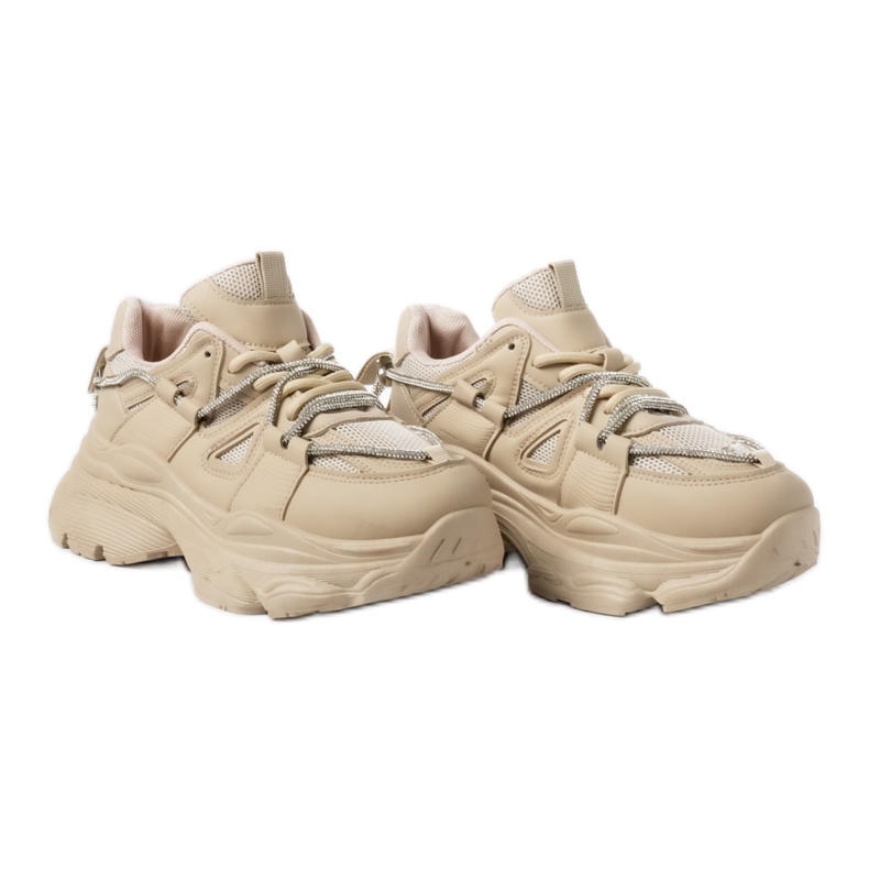 Sneakers platform da donna beige