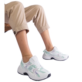 Sneakers sportive classiche bianche e verdi bianco