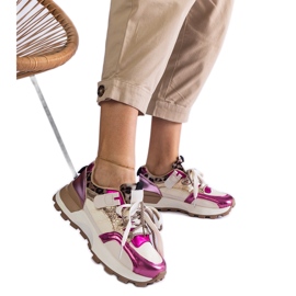 Sneakers rosa decorate con motivo animale