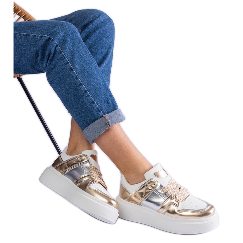 Sneakers oro con inserti argento d'oro