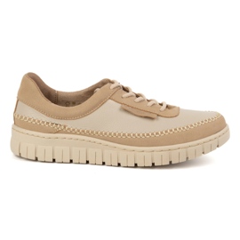 Olivier Scarpe in pelle da donna su una spessa suota beige 0759W