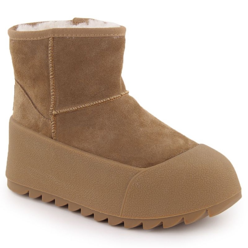Big Star Stivali da neve in pelle sulla piattaforma beige della grande stella