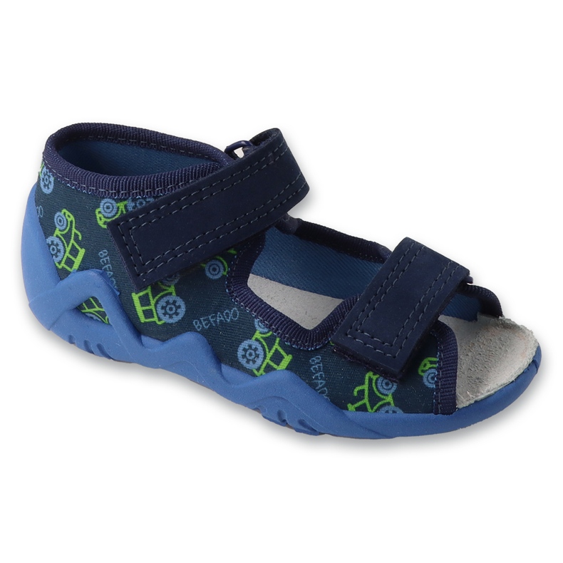 Ciabatte per bambini Befado con inserto in pelle 350P053 blu navy/verde