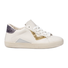 Sneaker glitter da donna Inserti d'oro bianca