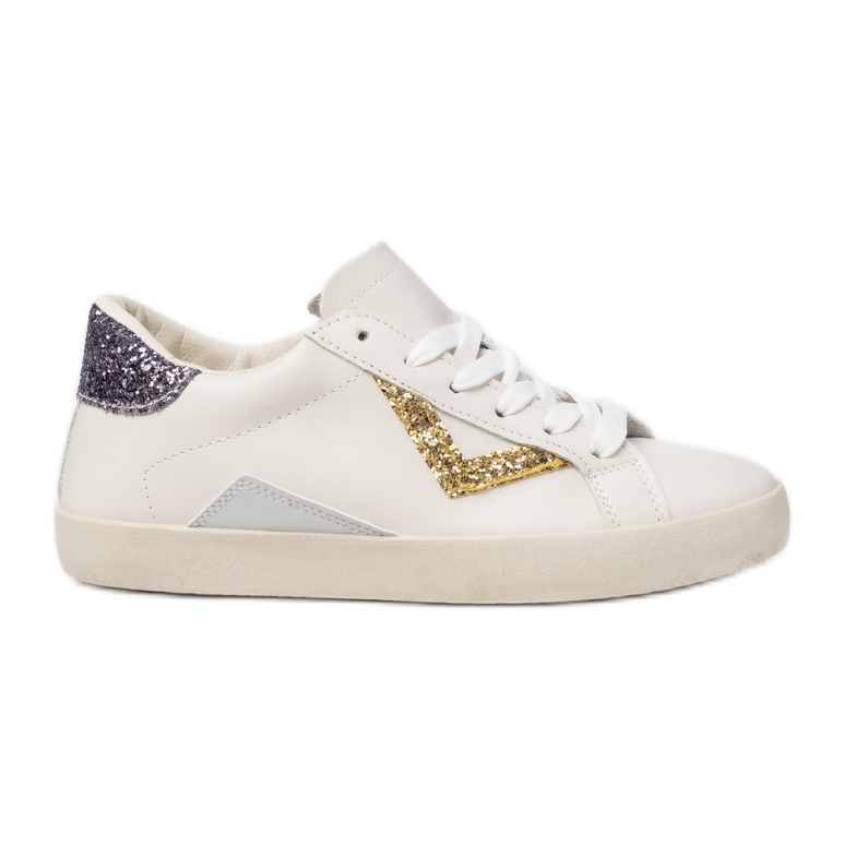 Sneaker glitter da donna Inserti d'oro bianca