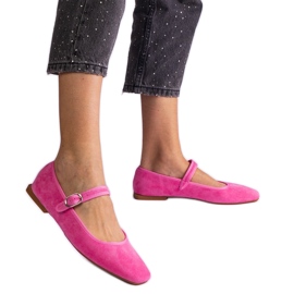 Ballerine rosa scuro con fibbia e punta quadrata
