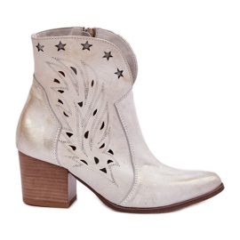 Lewski Shoes Stivali da cowboy in pelle aperta sul Lewski Post 3613 Zloty Scappato d'oro