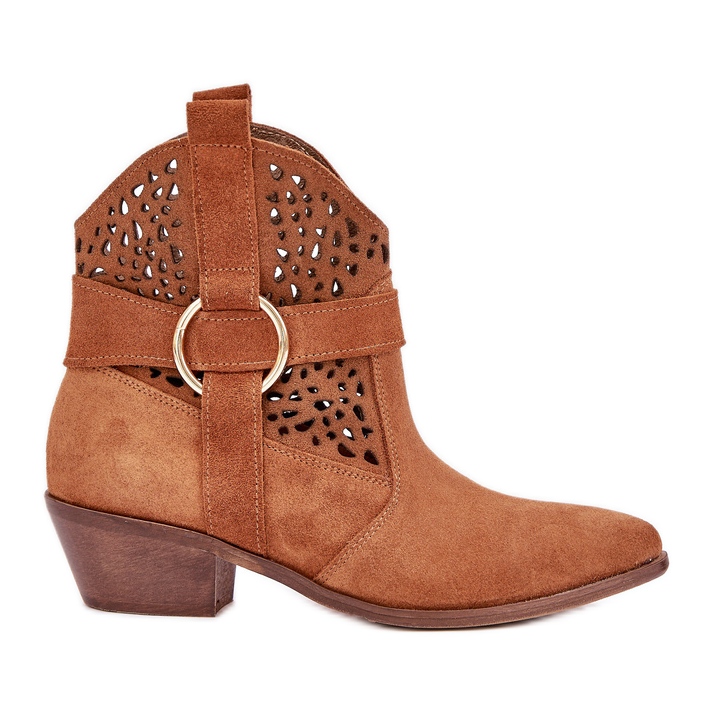 Stivali da cowboy di Zazoo 2994 Camel Openwork marrone
