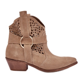 Zazoo Stivali da cowboy beige openwork beige