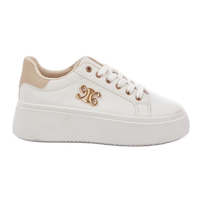 Sneakers con plateau da donna, colore bianco bianca