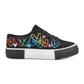 Sneaker femminili nei cuori neri nero