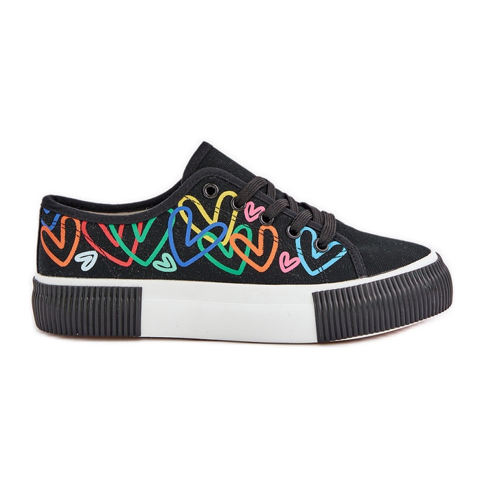 Sneaker femminili nei cuori neri nero