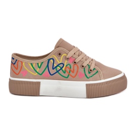 Sneaker da donna in cuori di dimensioni scure beige