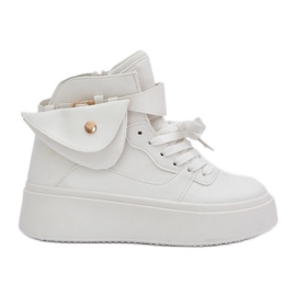 Sneaker alte con una bustina sulla piattaforma bianca