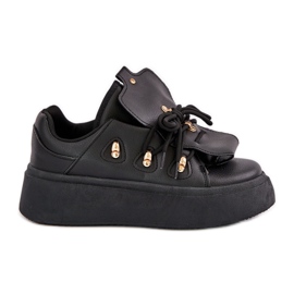 Sneakers con plateau da donna nere nero