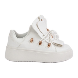 Sneakers con plateau da donna, colore bianco bianca