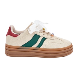 Sneaker da donna con pin beige