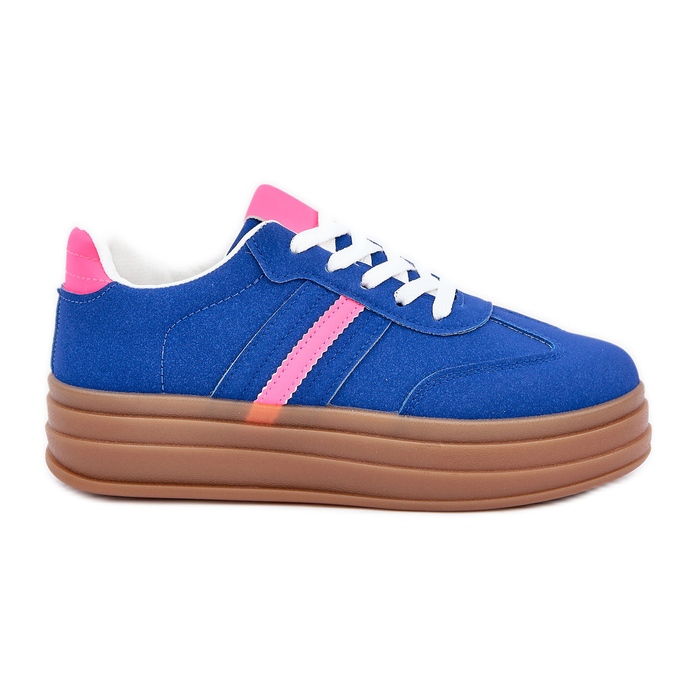 Sneaker femminili sulla piattaforma blu rosa