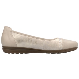 Ballerine in pelle femminile con zirconi comodi oro/beige rieker L9353-62