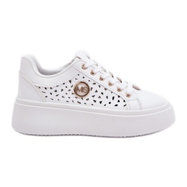 Sneaker openwork con dettaglio dorato bianco