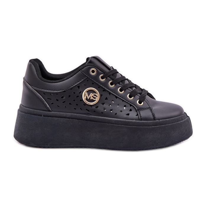 Sneaker openwork con dettaglio dorato nero