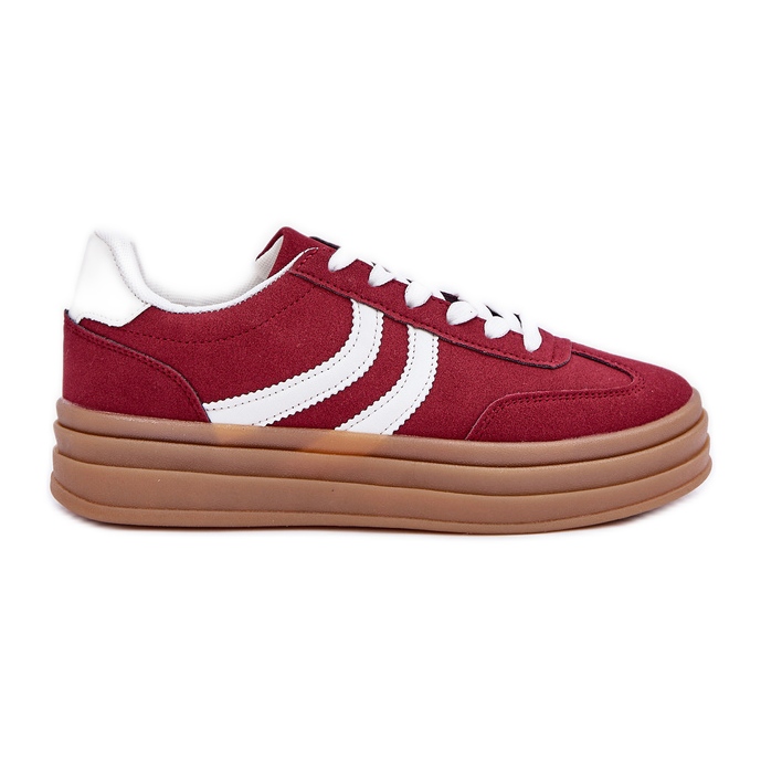 Sneaker eleganti sulla piattaforma bordeautica rosso