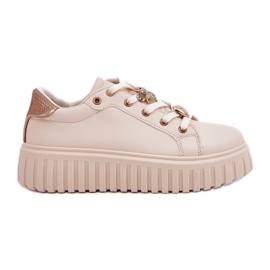 Sneaker da donna con pin beige
