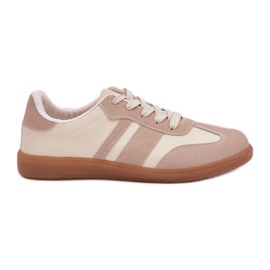 Sneaker da donna bassa con beige in pelle ecologica