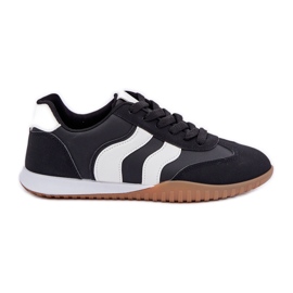 Sneaker da donna classiche con pelle nera in pelle ecologica nero