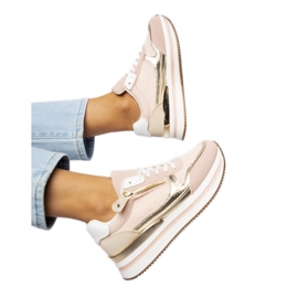 Sneaker femminili - Polvere rosa, dettagli dorati rosa