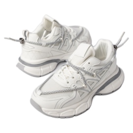 Sneaker sportive femminili-bianco e grigio bianco/grigio bianca