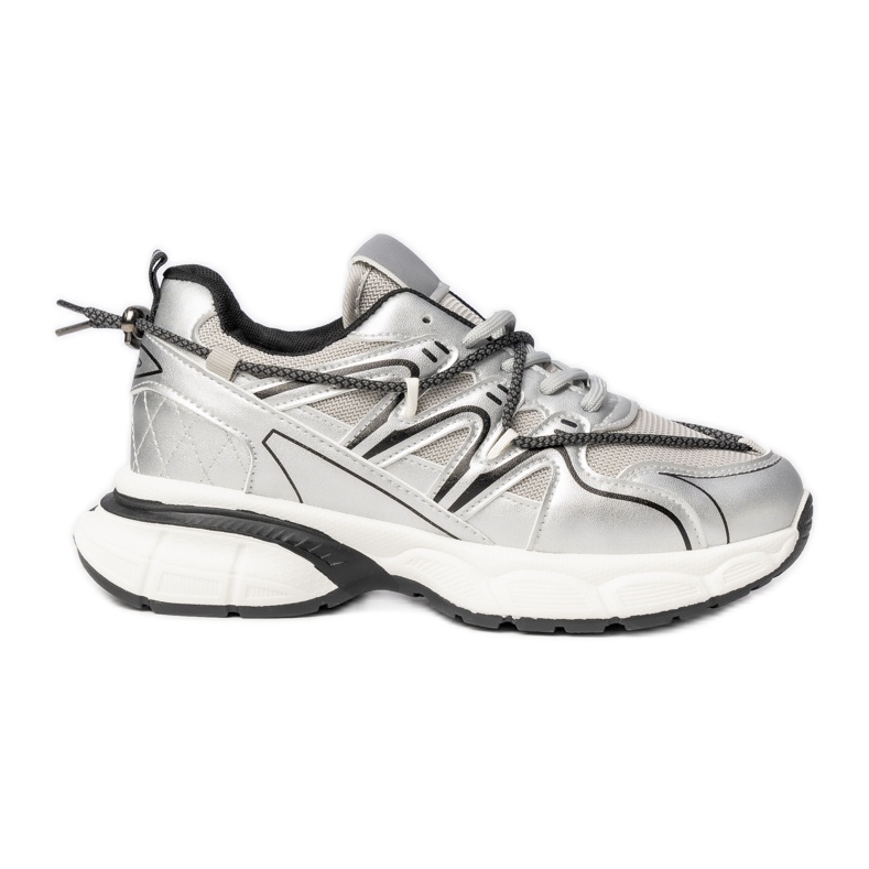 Sneaker d'argento femminile sulla piattaforma