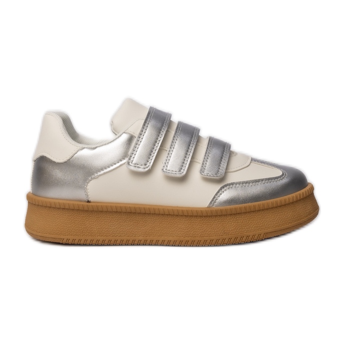 Sneaker sportive femminili bianchi d'argento
