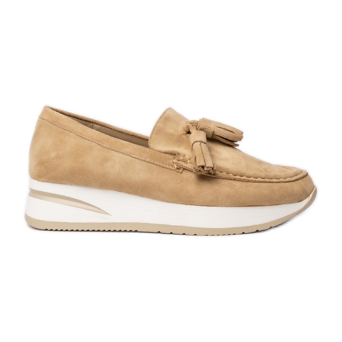 Mocassini da donna con tessuti beige