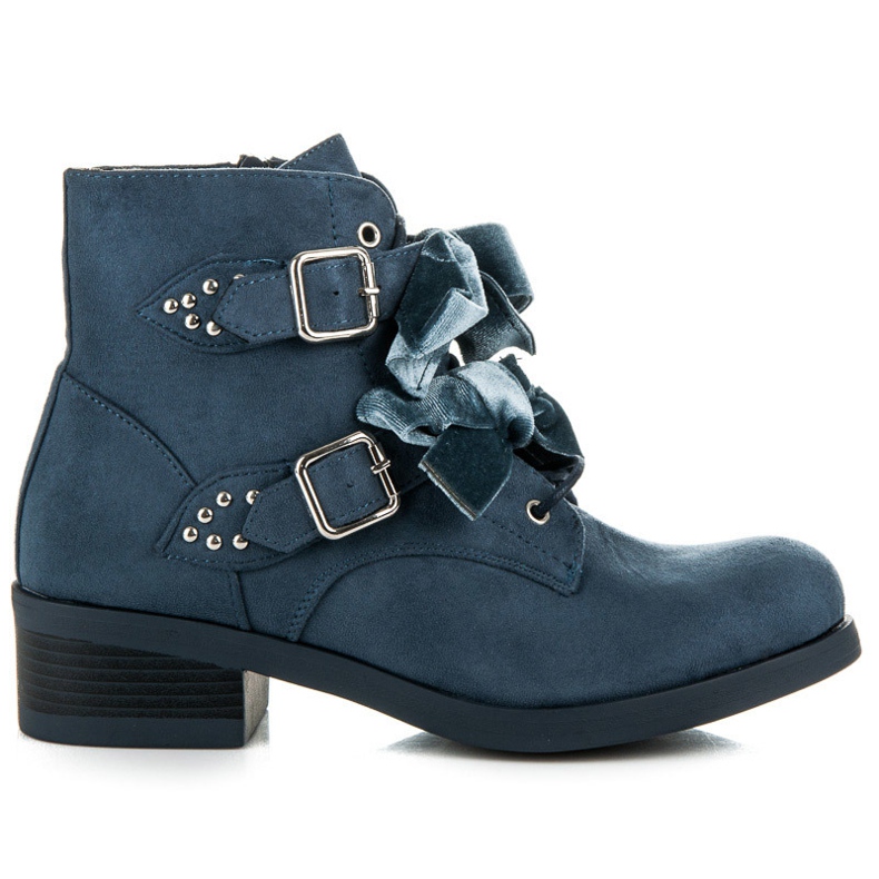 Ideal Shoes Stivali con fiocchi blu
