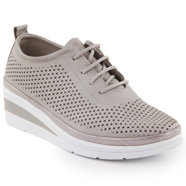 Scarpe sportive da donna in pelle su un cuneo aperto grigio T.Sokolski W24-150